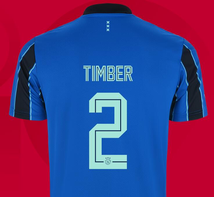 2021/22 Ajax Away Kit Soccer Jersey with Timber 2 printing